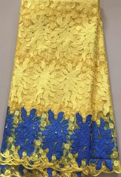 

New Arrival African French Net Lace Fabric High Quality With Lot Tulle Lace with stones Fabric For Wedding Dress ELL3131 YELLOW