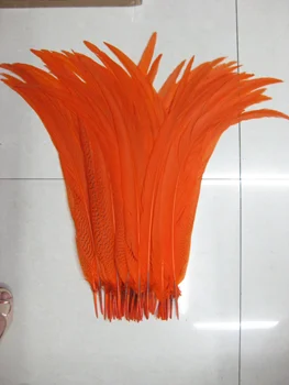 

orange Silver Pheasant Tail Feathers 50pcs 50-55 CM 20-22 Inch For Crafts Wedding Costume Feathers silver chicken feathers