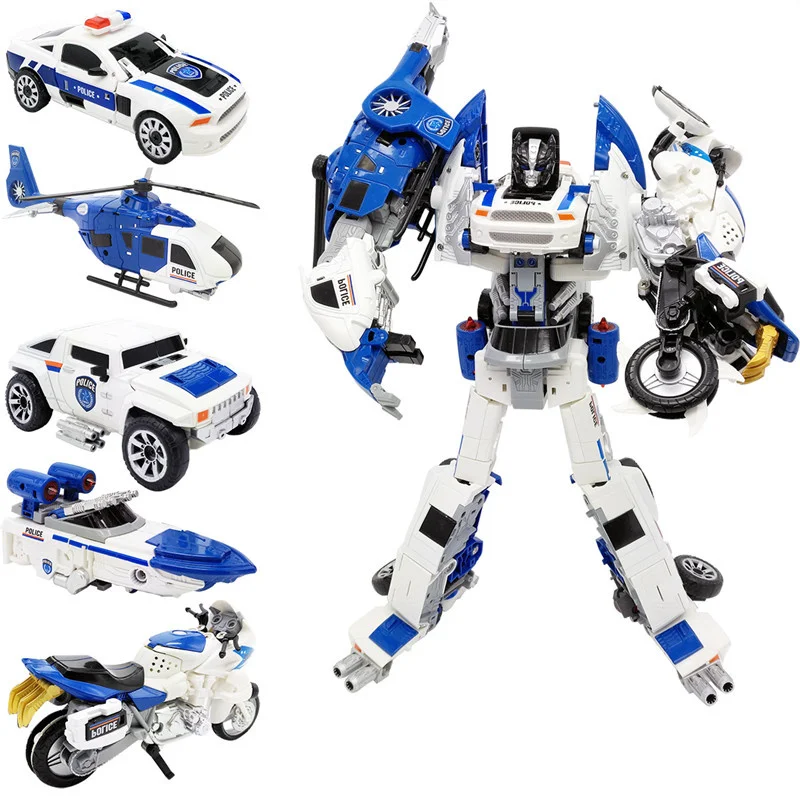 

WEI JING 5 in 1 Transformation Devastator Boy Toys Action Figure Robot Helicopter Motorcycle Aircraft Tank Model Anime Kid Toy