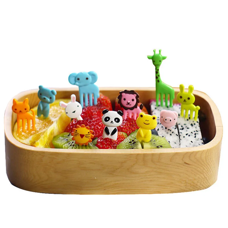 

Cartoon Food Fork Mini Animal Farm Fruit Pick Sign Bento Lunches Party Decor Vegetable Tableware Dinnerware Set 8-10pcs
