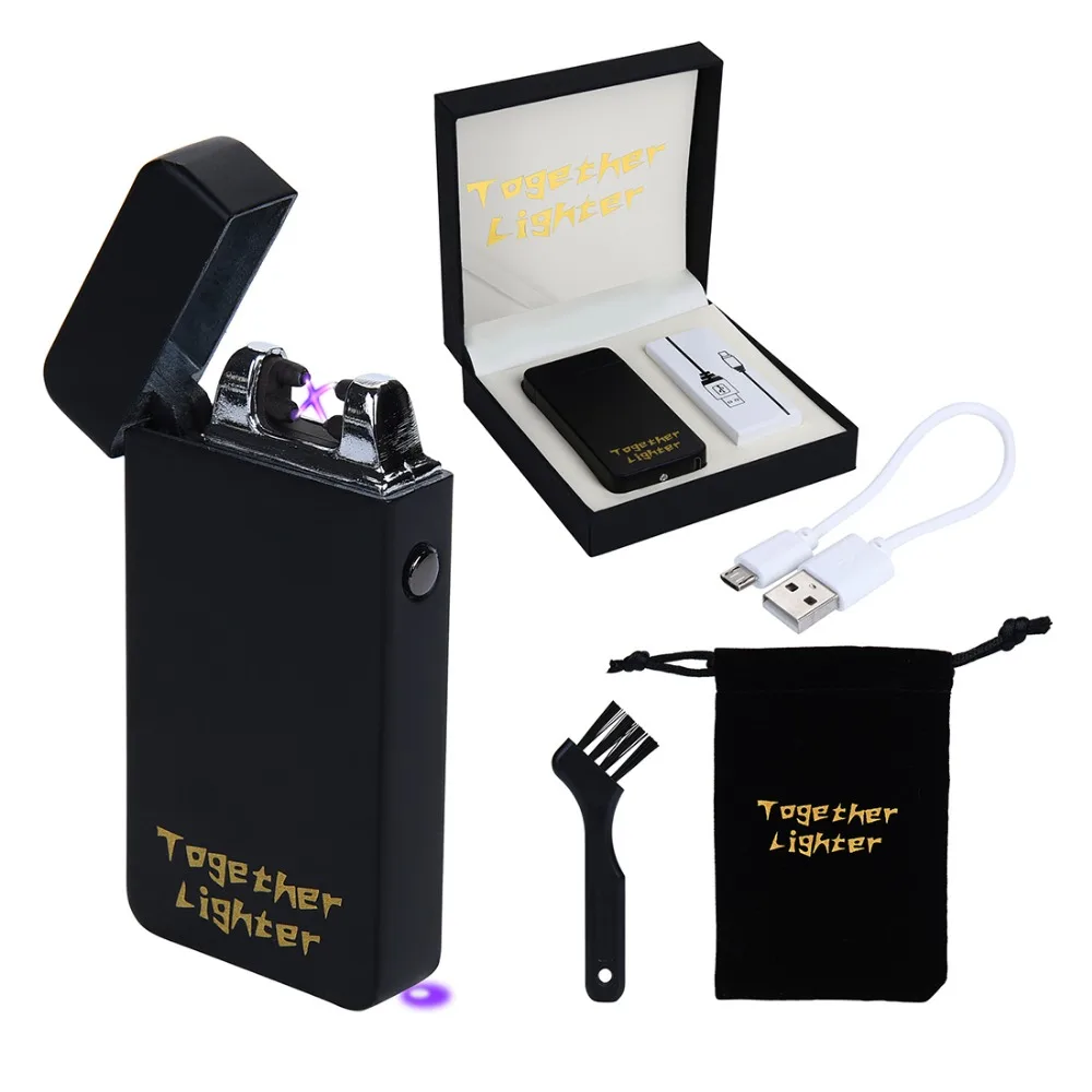 

TOGETHER Electric Arc Lighter Rechargable USB Lighter Cigarette Windproof 6 Colors Eagle Scorpion Dual Arc Gadgets Coil Safe