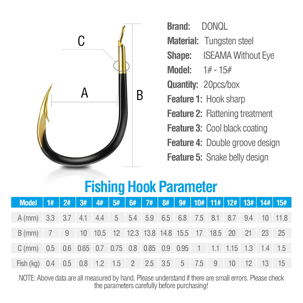 DONQL 20 шт./компл. бронзовых морских рыболовных крючков одинарный круг колючей fishinhook Вольфрам Сталь карп рыболовные крючки морские аксессуары рыболовные снасти
