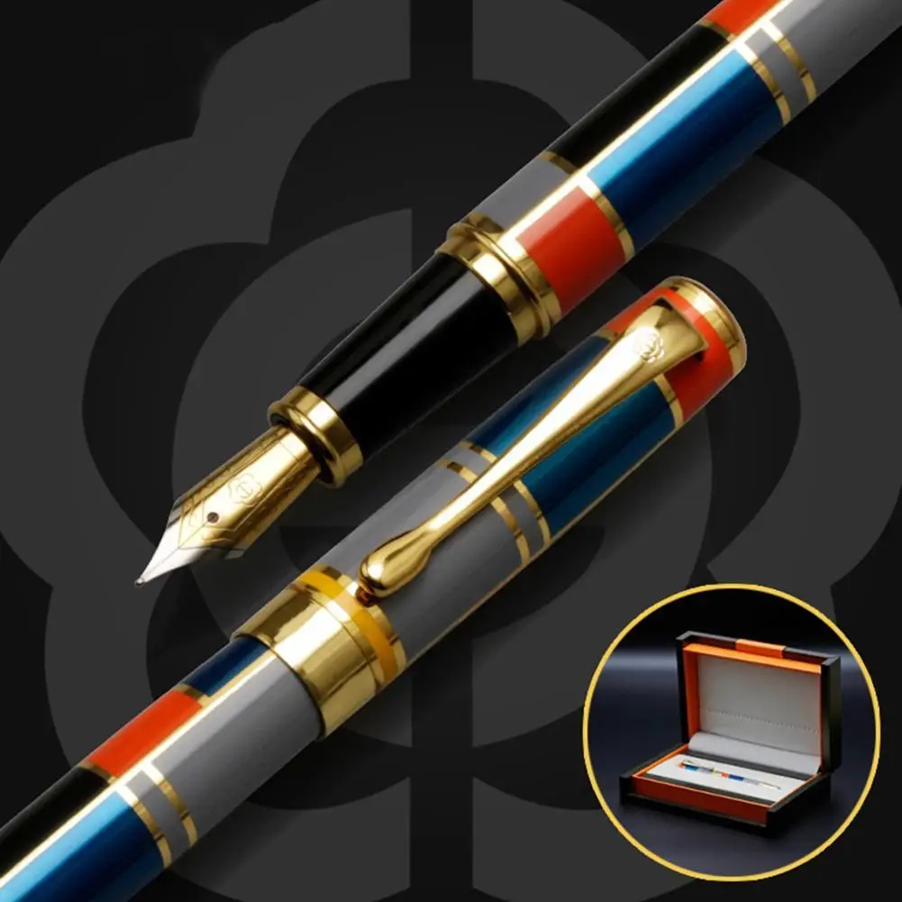 

New Color Mosaic Illustration Iraurita Fountain Pen Full Metal Golden Clip Luxury Ink Pens Caneta Stationery Office Supplies