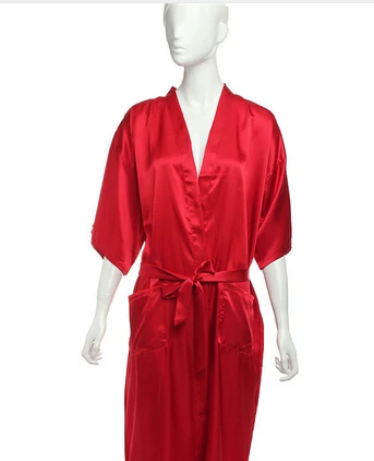 Plus Size S-XXL Rayon Longue Bathrobe Womens Kimono Satin Long Robe Sexy Lingerie Hot Nightgown Sleepwear with Belt