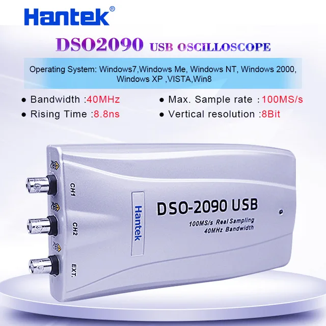 Best Price Portable Digital Oscilloscope  Hantek DSO-2090 2 Channels 40MHz Bandwidth USB PC Oscilloscope 100MS/s official and original