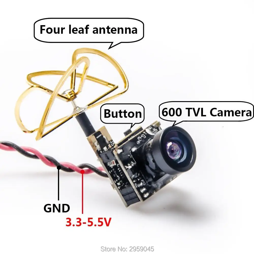 AKK S2 5,8G 48CH 25mW VTX 600TVL 1/3 Cmos AIO FPV камера с клеверной антенной для FPV дрона, как крошечные Whoop Blade индуктрикс и т. Д