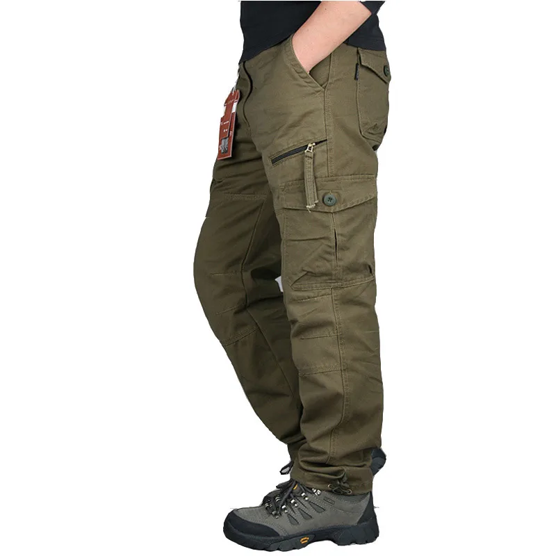 Новинка, мужские брюки карго с несколькими карманами, военные тактические штаны, мужская верхняя одежда, уличная одежда, армейские прямые брюки, повседневные длинные брюки - Цвет: Army Yellow