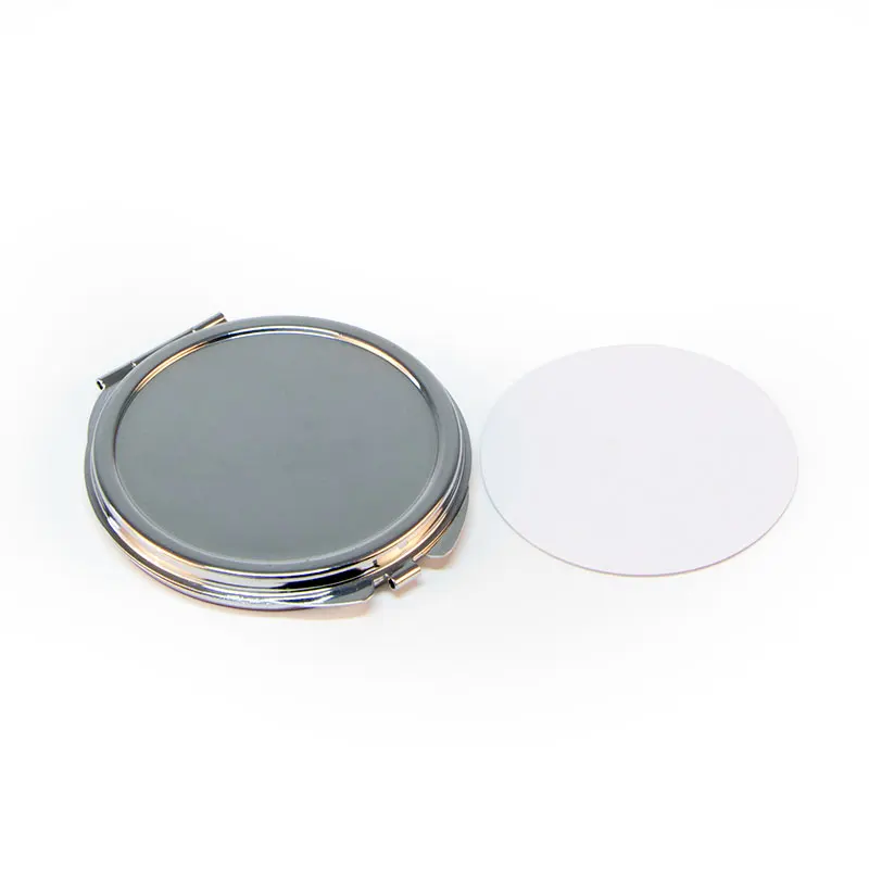 Customizable Round Silver Compact Mirror Metal Engraved Flower Pattern Favors + Sublimation panel | Красота и здоровье