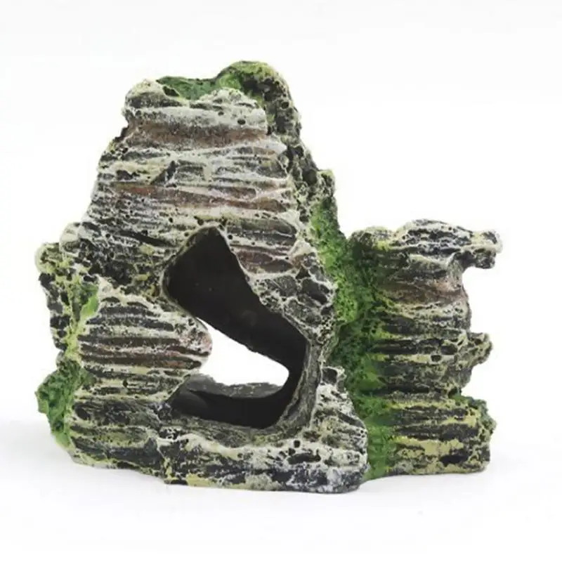 Горячая имитация аквариум с видом на горы украшение мох дерево дом смолы пещера с рыбами Танк украшение Landscap декоративный