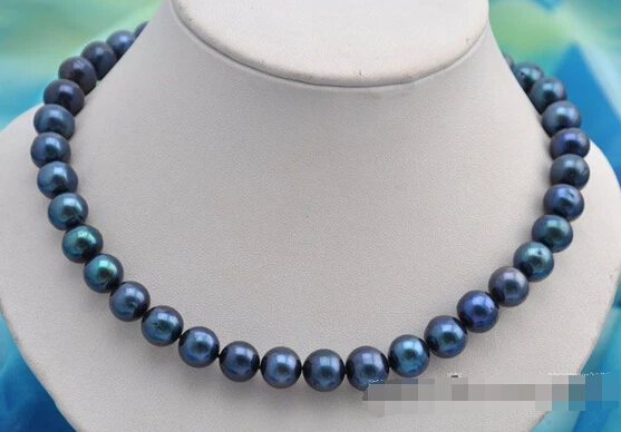 

FREE shipping>>>>17"11mm round black fresh water pearl necklace