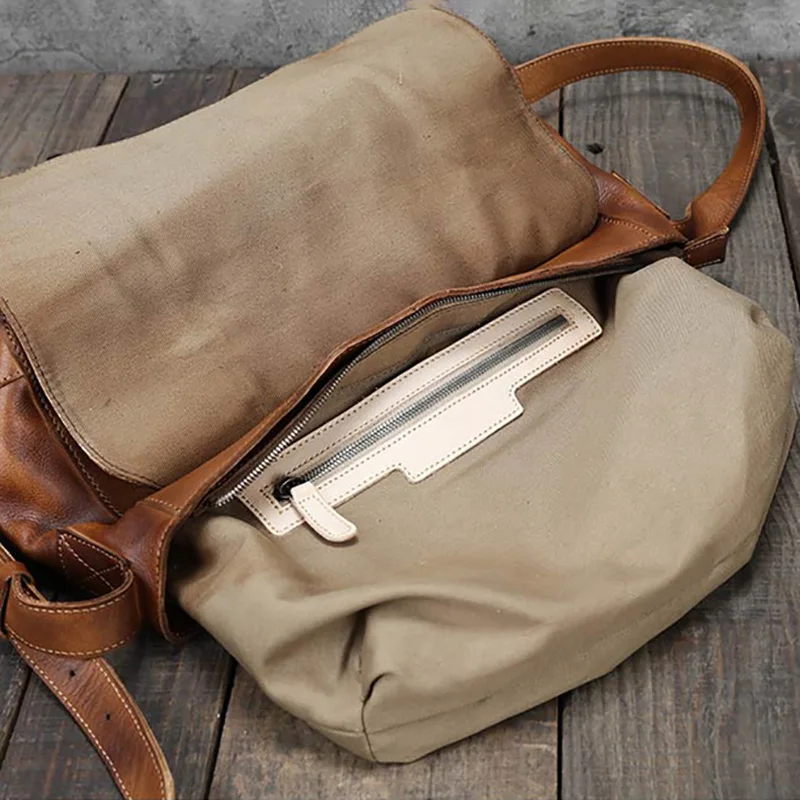  AETOO Handmade vintage tanning Leather single shoulder bag cowhide casual portable postman bag youn
