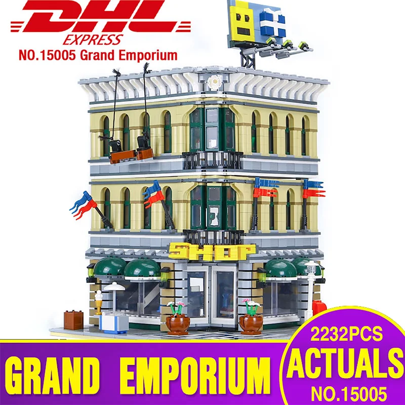 DHL 15005 город строительные игрушки совместимы с 10211 Emporium Grand модель строительные блоки комплект кирпичная сборочная игрушка как детские подарки