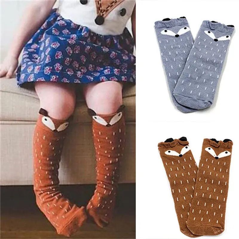 

Pudcoco Cotton Socks For Baby Girls Kids Toddler Fox Pattern Cotton Baby Knee High Socks