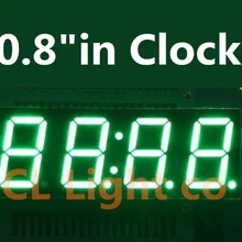 0,8 дюймов 7 сегмент 4 цифры Супер зеленый 0," 0.8in часы время светодиодный Дисплей общий анод