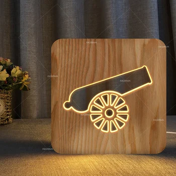 

The cannon design wooden lamp birthday gift for boys bedroom decor accept custom