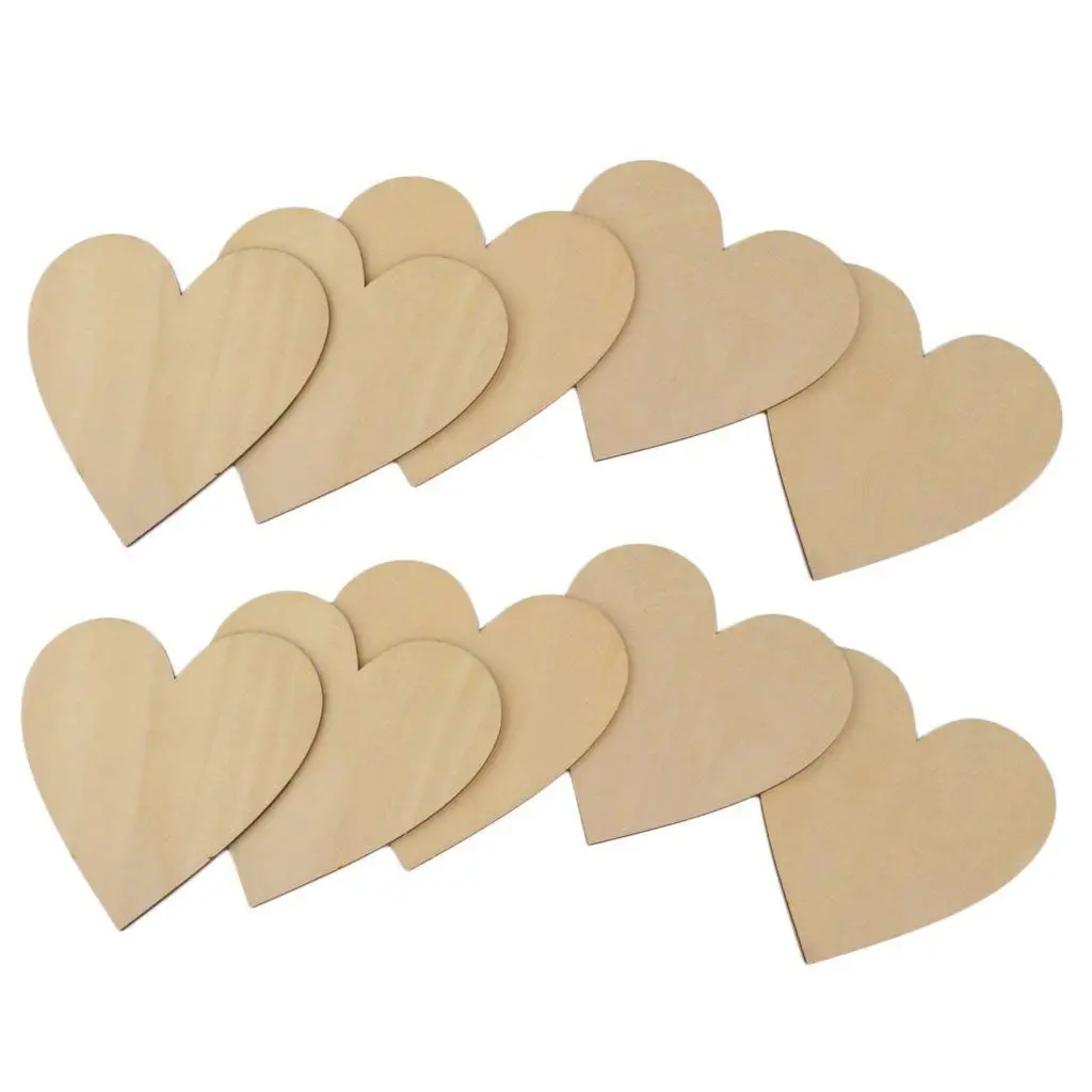 

Lot of 10pcs 80mm Embellishment Blank Heart Shape Wood for Craft Wedding Decoration