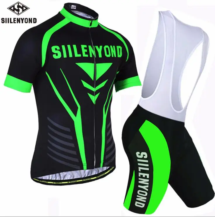 Jersey and bib Pants Siilenyond мука Зеленый Pro Велоспорт Джерси комплект короткий рукав Велоспорт велосипедный Одежда Костюм горный велосипед спортивная одежда Ropa Ciclismo - Цвет: Jersey and bib Pants