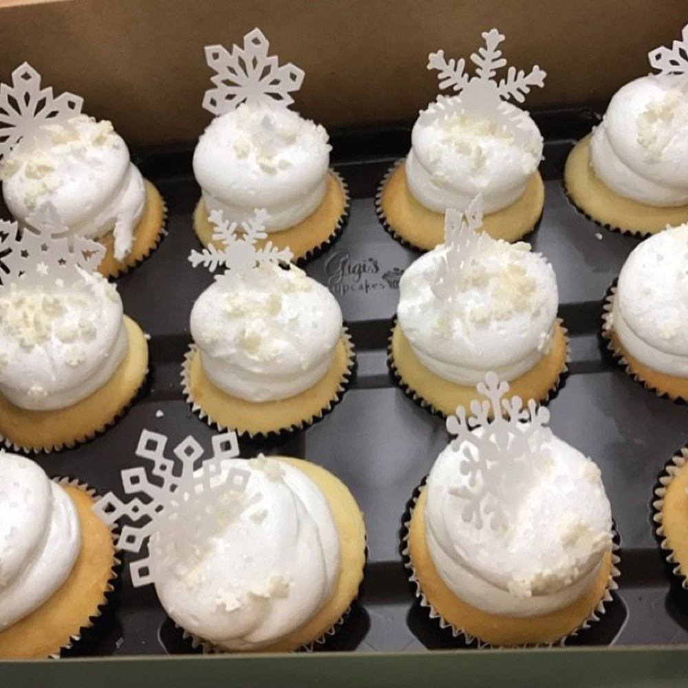 

Christmas Party Supply Edible Wafer Card Snowflake Pre Cut Cupcake Toppers Cake Idea Decoration Cakes Decorating tools