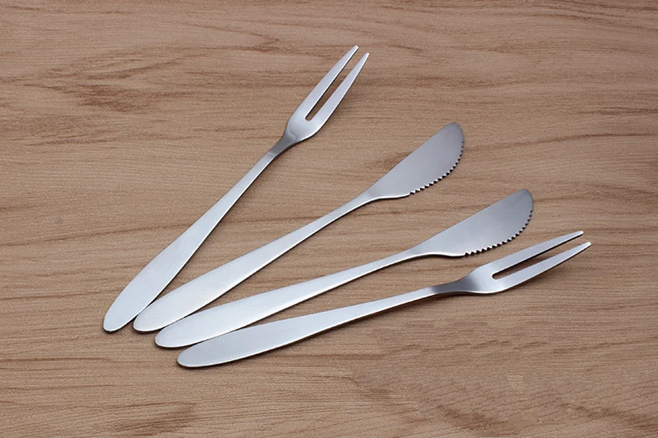 3pcs/set Stainless Steel Mini Party Forks and knife Fruit cake Forks with Prong Bistro Cocktail Tasting Appetizer Forks Set