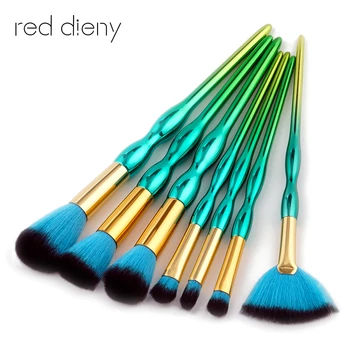

7pc Gradient Green gourd Makeup Brushes Set Cosmetic Foundation Eyshadow Blusher Powder Blending Brush beauty tools kits