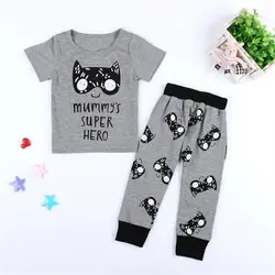 Комплект одежды из 2 предметов для новорожденных мальчиков, комплект летней футболки с круглым вырезом и принтом льва для маленьких