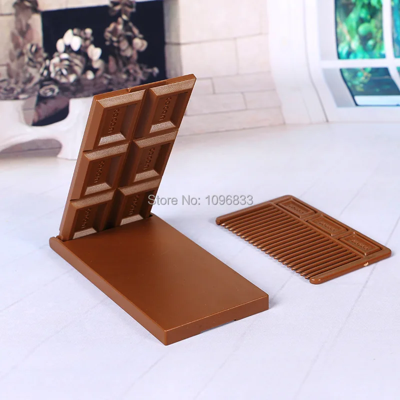 

Chocolate Makeup Mirror Cute Creative Compact Tool Travel Portable Table Folding Mirror With Comb