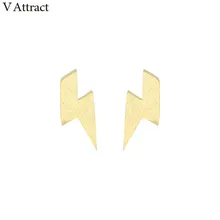 V привлечь Винтаж Jewelry Нержавеющая сталь панк гром мужские серьги розовое золото молнии Болтовая Шпилька Серьги Для женщин Для мужчин