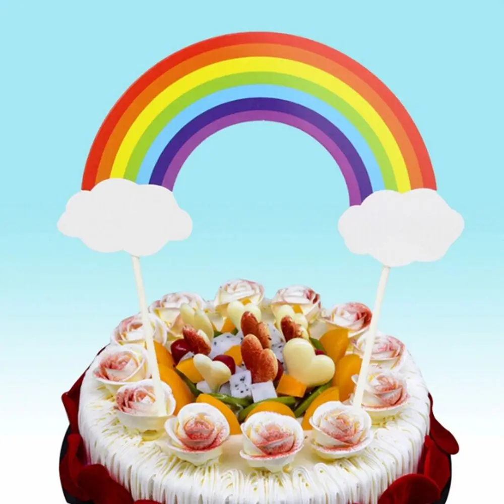 

1pc Beautiful Rainbow Clouds Cupcake Cake Topper Cake Flags Wedding Birthday XMAS Party Dessert Baking Decoration Supplies