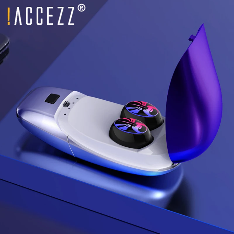 

!ACCEZZ Bluetooth 5.0 Earphones TWS Wireless Earbuds In-ear Stereo Waterproof Headset With Dual Mic Charging Box For Smart Phone
