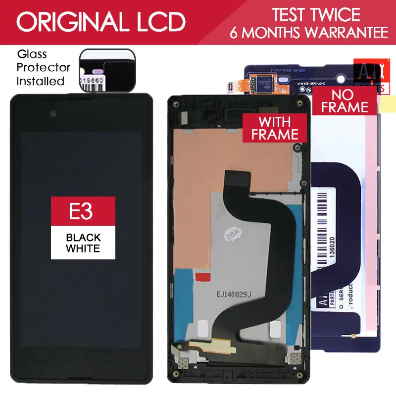 Tested Original 4 5 INCH Black White 854x480 Display For SONY Xperia E3 LCD Touch Screen