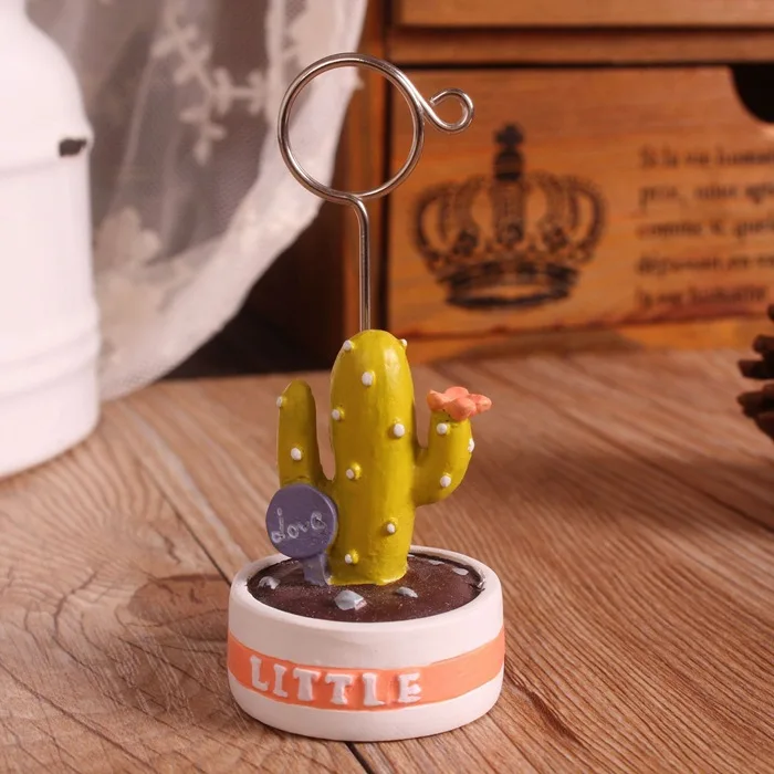 Resin Kawaii Cactus Plants Photo Clip Note Clip Message Business Card Desktop Decorative Small Ornaments 1 Piece