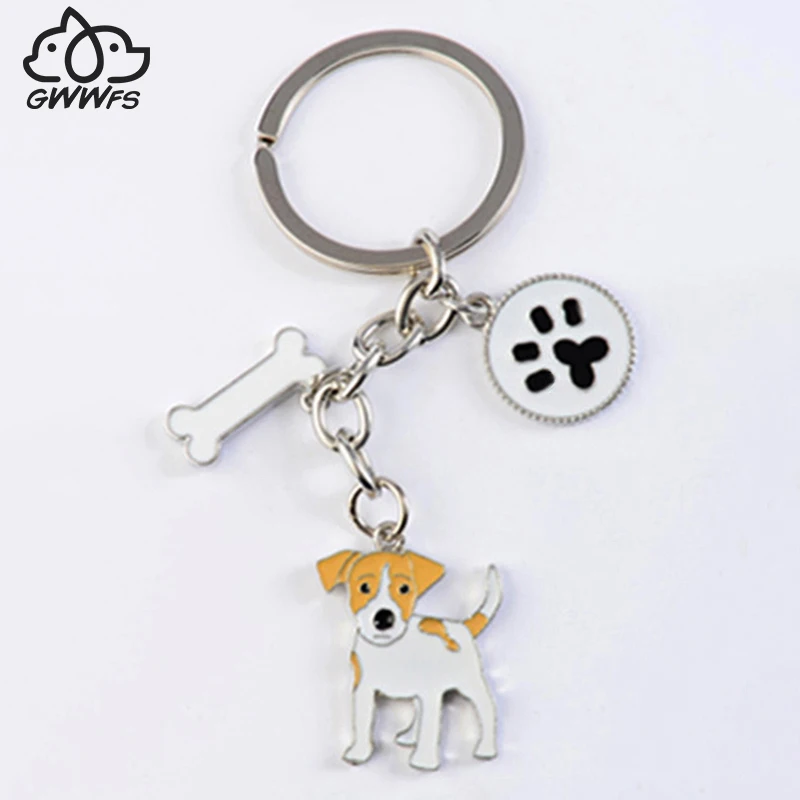 

Fashion gifts car key chain Jack Russell Terrier Keychain Key 2017 women buckle pendant jewelry DIY pet tags to best friend