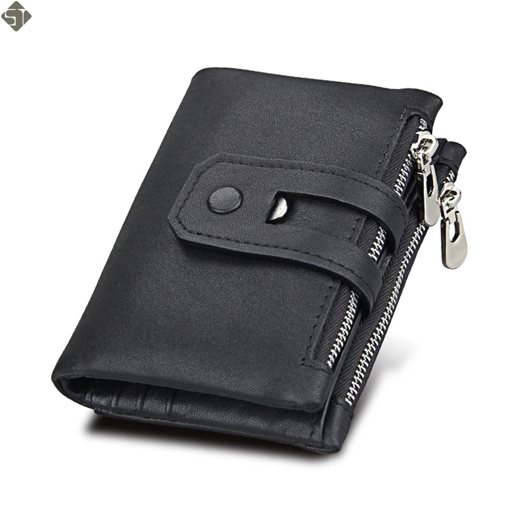 

New Design Brand Men Wallets 100% Genuine Leather Purse with Credit Card Holder Male Wallet Zipper Coin Pocket Photo Holder