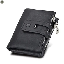 New Design Brand Men Wallets 100% Genuine Leather Purse with Credit Card Holder Male Wallet Zipper Coin Pocket Photo Holder
