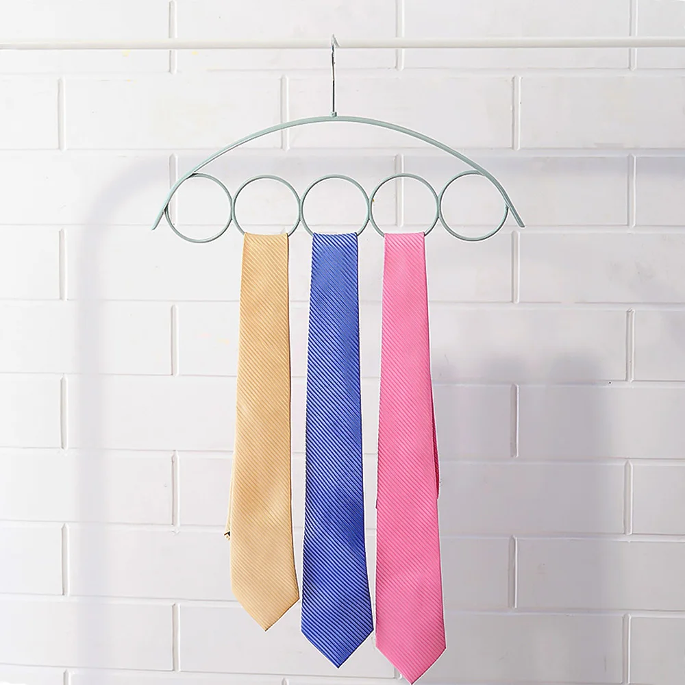 Нескользящая пластиковая вешалка для шарфа 5 колец|tie rack|storage scarveshanger storage rack |