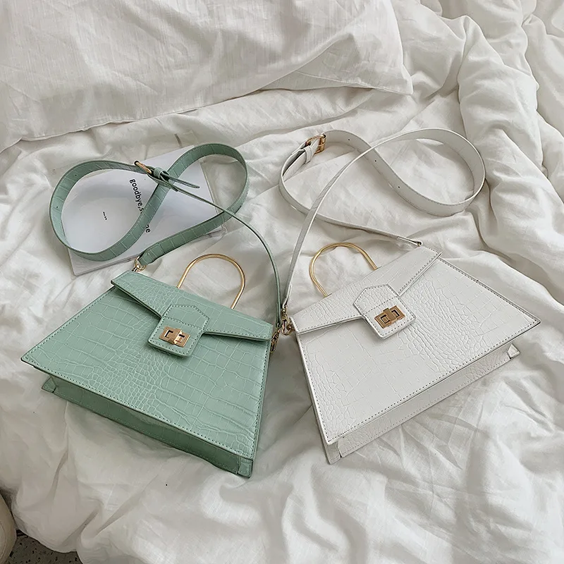 Najtaniej 2019 kobiet wzór z kamieniem mała torba kwadratowa moda PU skóra stylowe torebki szeroki pasek torba listonoszka na ramię pani sprzęgła