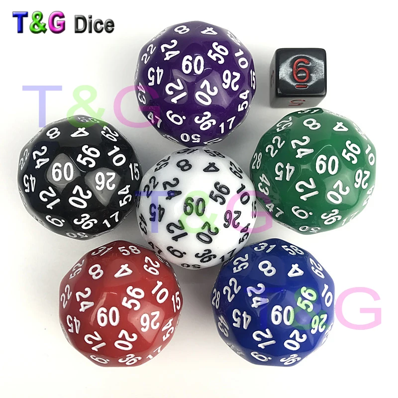 T & G игральные кости высокое качество шесть цветов 60 двухсторонние D60 большая