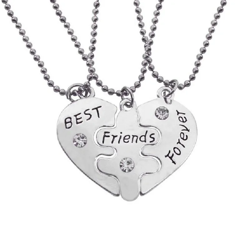 爱心拼接好朋友 闺蜜Best Friend Forever三件套镶钻项链饰品5