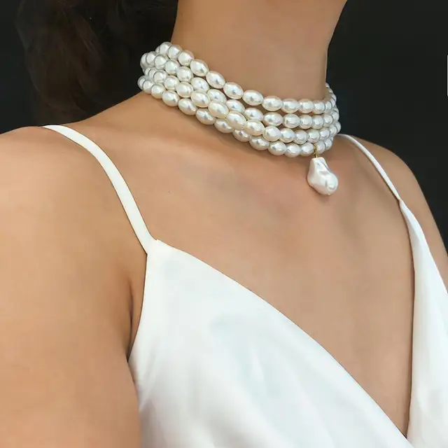 Collar multicapa de perlas - Imagen 2