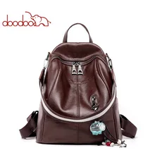 DOODOO Fashion Women Leather Backpack Casual Travel Bag Preppy Style Girl's Schoolbag Notebook Laptop Knapsack europe and the retro style men and women backpack genuine leather knapsack casual travel bag schoolbag packsack men bags