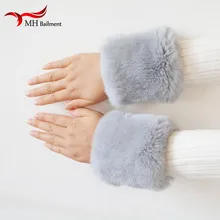 Теплый зимний напульсник с длинным рукавом, новинка, Женский напульсник, мягкий теплый зимний нарукавник, нарукавник для женщин, натуральный мех кролика