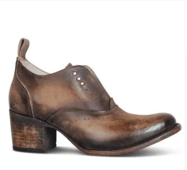

ladies chaussure woman pumps girls sapato feminino women boots vintage PU leather shoes chunky mid heels zapatos mujer