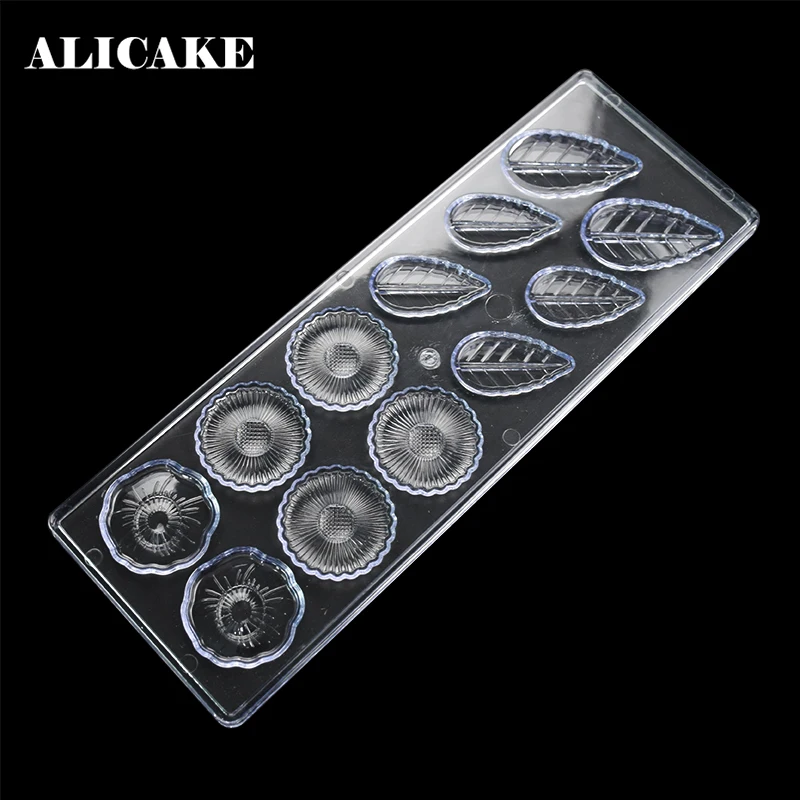 3D Chocolate Candy Molds Polycarbonate Plastic Forms Flowers Leaves Tray Plastic Forms for Baking Pastry Bakery Tools Mould