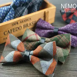 Шерстяной галстук-бабочка для мужчин 2017 Новый Модный дизайнерский плед Gravata Borboleta Бабочка галстуки фиолетовый синий красный оранжевый