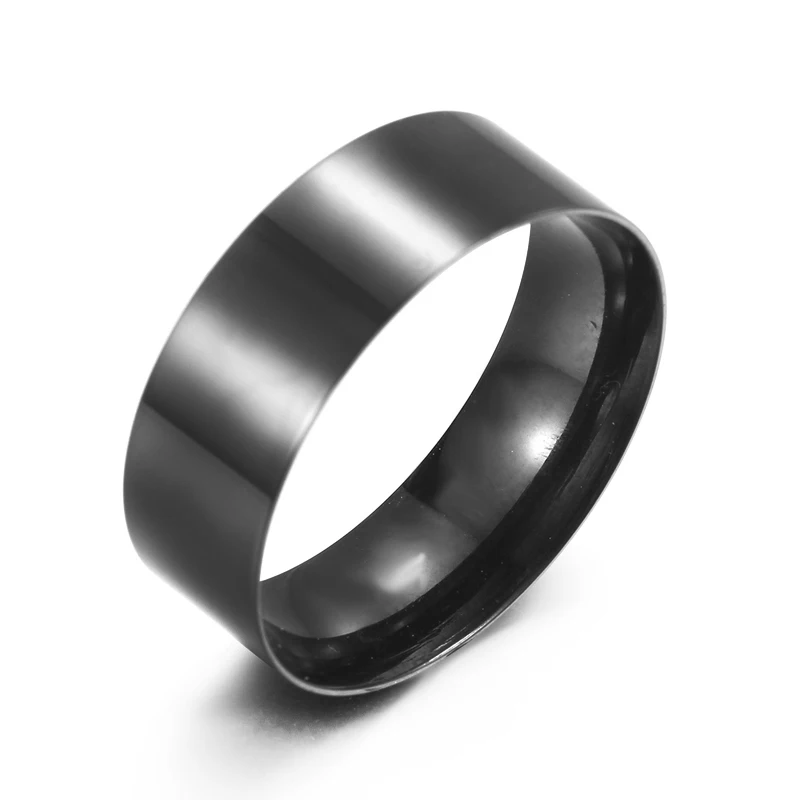 

Simple and stylish stainless steel hand jewelry Titanium steel high-gloss polished black electroplated light face ring
