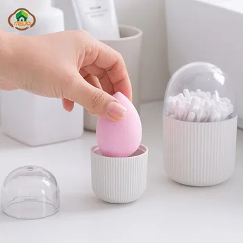 

MSJO Makeup Organizer Storage Box Cotton Swab Sponge Egg Waterproof with Cover Plastic Storage for Women Cosmetices Organization