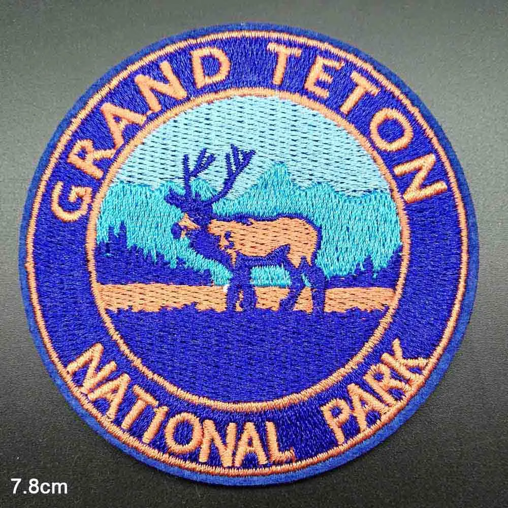 Полная вышивка национальный парк Олень Медведь Железный на вышитые одежды патчи для одежды наклейки одежды - Цвет: GREAT TETON