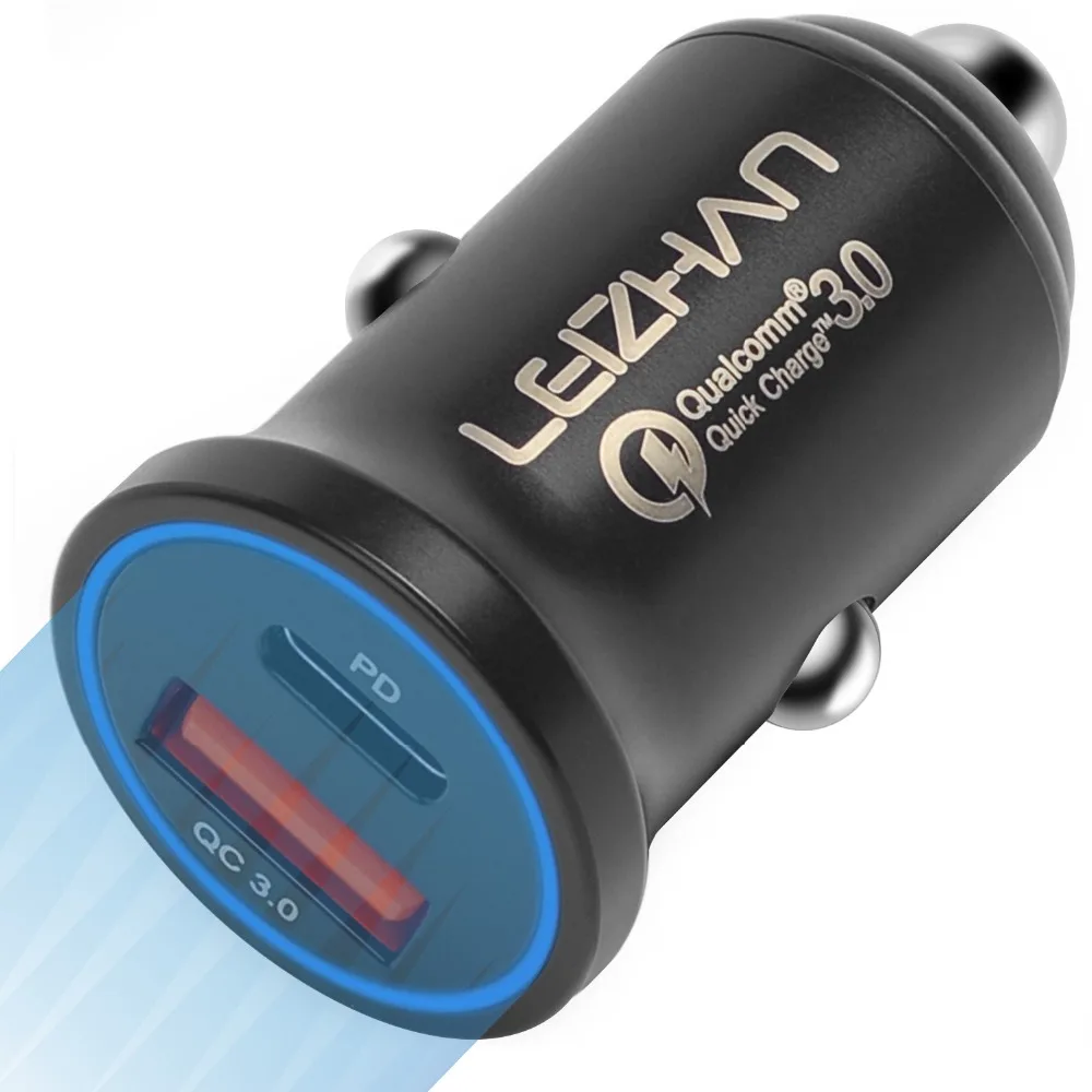 LEIZHAN USB PD автомобильное зарядное устройство Тип C Быстрая доставка авто QC3.0 для iPhone