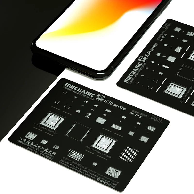 Универсальный трафарет MECHANIC BGA черная стальная сетка для IPHONE 5S 6 6S 7 8 X XS MAX точное