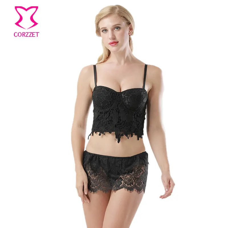 

Victorian Black Foral Lace Bralette Camis Women Bras Bustier Crop Top Underwear soutien gorge Push Up Bra Sujetador